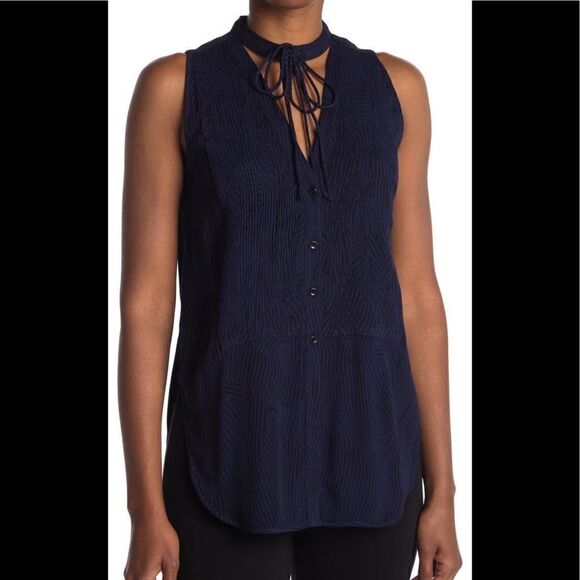 Proenza Schouler printed georgette tie front top - Picture 1 of 8